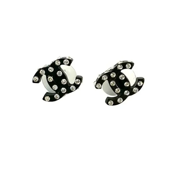 CHANEL Black Logo Earrings - Picture 4 of 5
